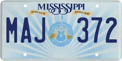 MS license plate MAJ372