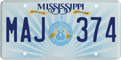 MS license plate MAJ374