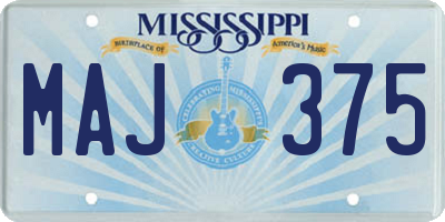 MS license plate MAJ375