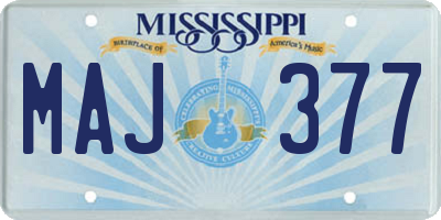 MS license plate MAJ377