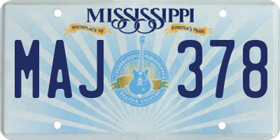MS license plate MAJ378