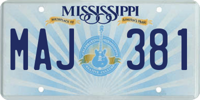 MS license plate MAJ381
