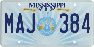 MS license plate MAJ384