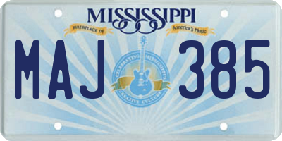 MS license plate MAJ385