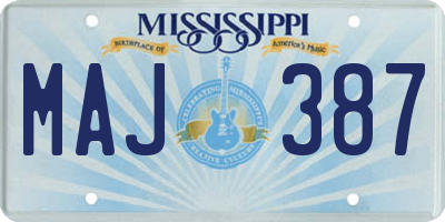 MS license plate MAJ387