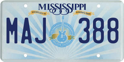 MS license plate MAJ388