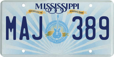 MS license plate MAJ389