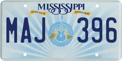 MS license plate MAJ396