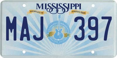 MS license plate MAJ397