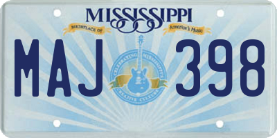 MS license plate MAJ398