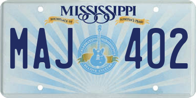 MS license plate MAJ402
