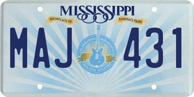 MS license plate MAJ431
