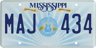 MS license plate MAJ434