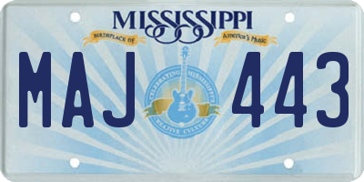 MS license plate MAJ443