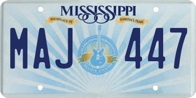 MS license plate MAJ447