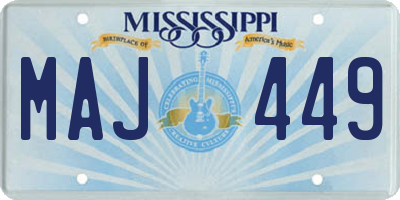 MS license plate MAJ449