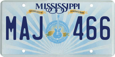 MS license plate MAJ466