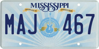 MS license plate MAJ467