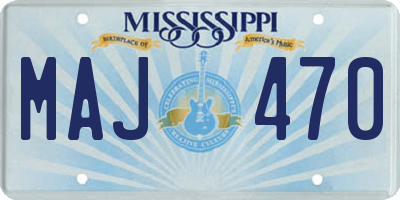 MS license plate MAJ470