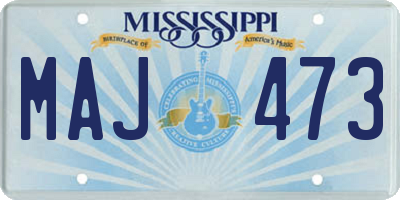 MS license plate MAJ473