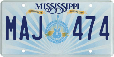 MS license plate MAJ474