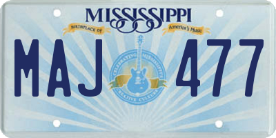 MS license plate MAJ477