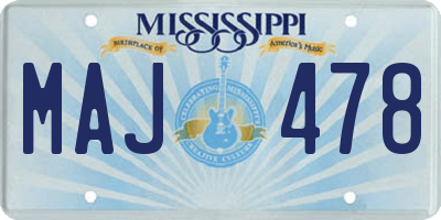 MS license plate MAJ478