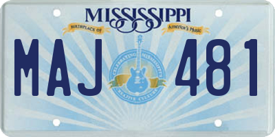 MS license plate MAJ481