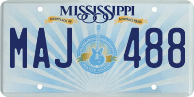 MS license plate MAJ488