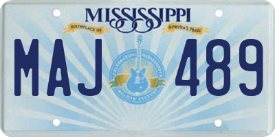 MS license plate MAJ489