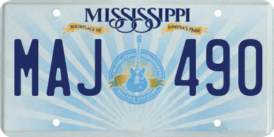 MS license plate MAJ490