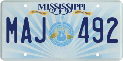 MS license plate MAJ492