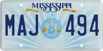 MS license plate MAJ494