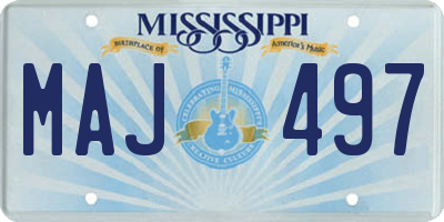 MS license plate MAJ497