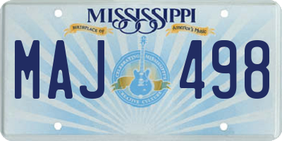 MS license plate MAJ498