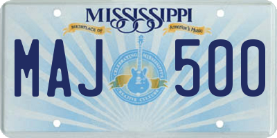 MS license plate MAJ500