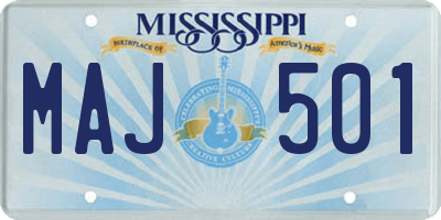 MS license plate MAJ501