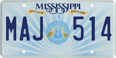 MS license plate MAJ514