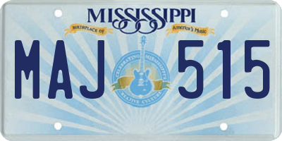 MS license plate MAJ515