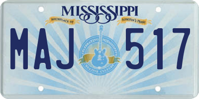 MS license plate MAJ517