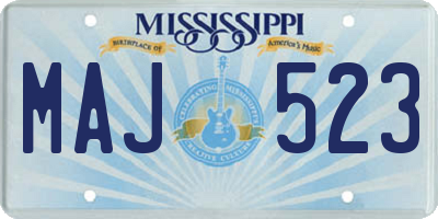 MS license plate MAJ523