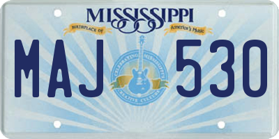 MS license plate MAJ530