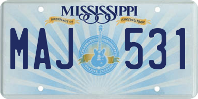 MS license plate MAJ531