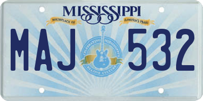 MS license plate MAJ532