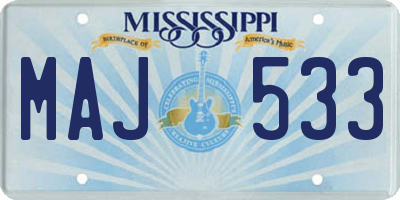 MS license plate MAJ533