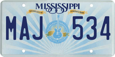MS license plate MAJ534