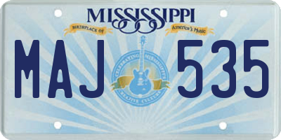 MS license plate MAJ535