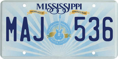 MS license plate MAJ536