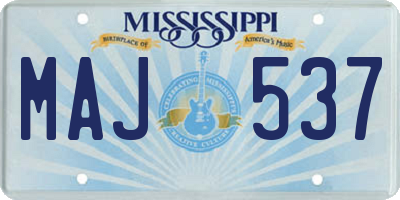 MS license plate MAJ537