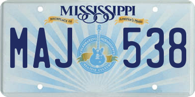MS license plate MAJ538